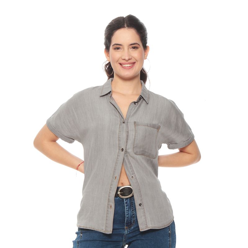 WADOS - BLUSA LYOCELL ABOTONADA MANGA CORTA CON BOLSILLO