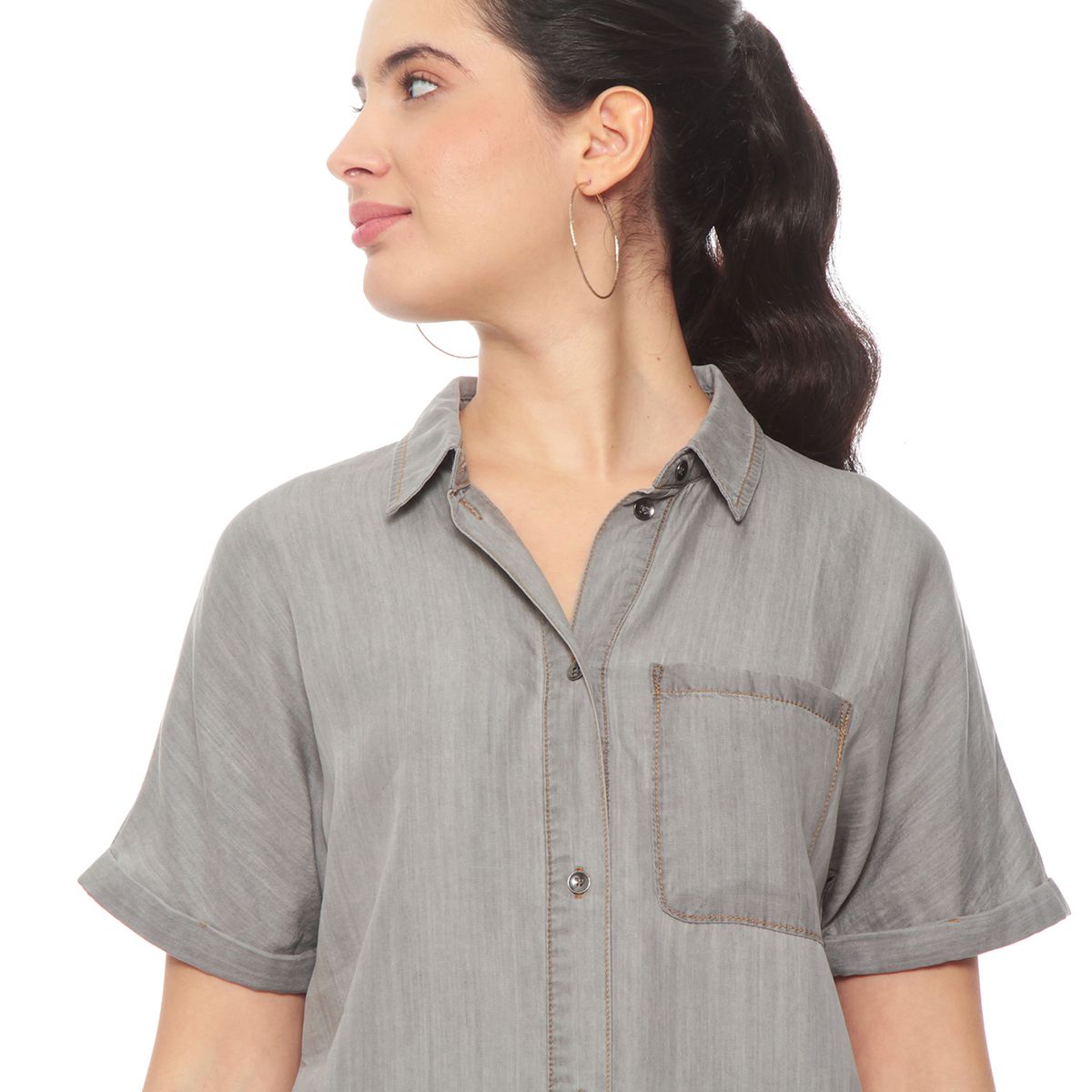 WADOS - BLUSA LYOCELL ABOTONADA MANGA CORTA CON BOLSILLO