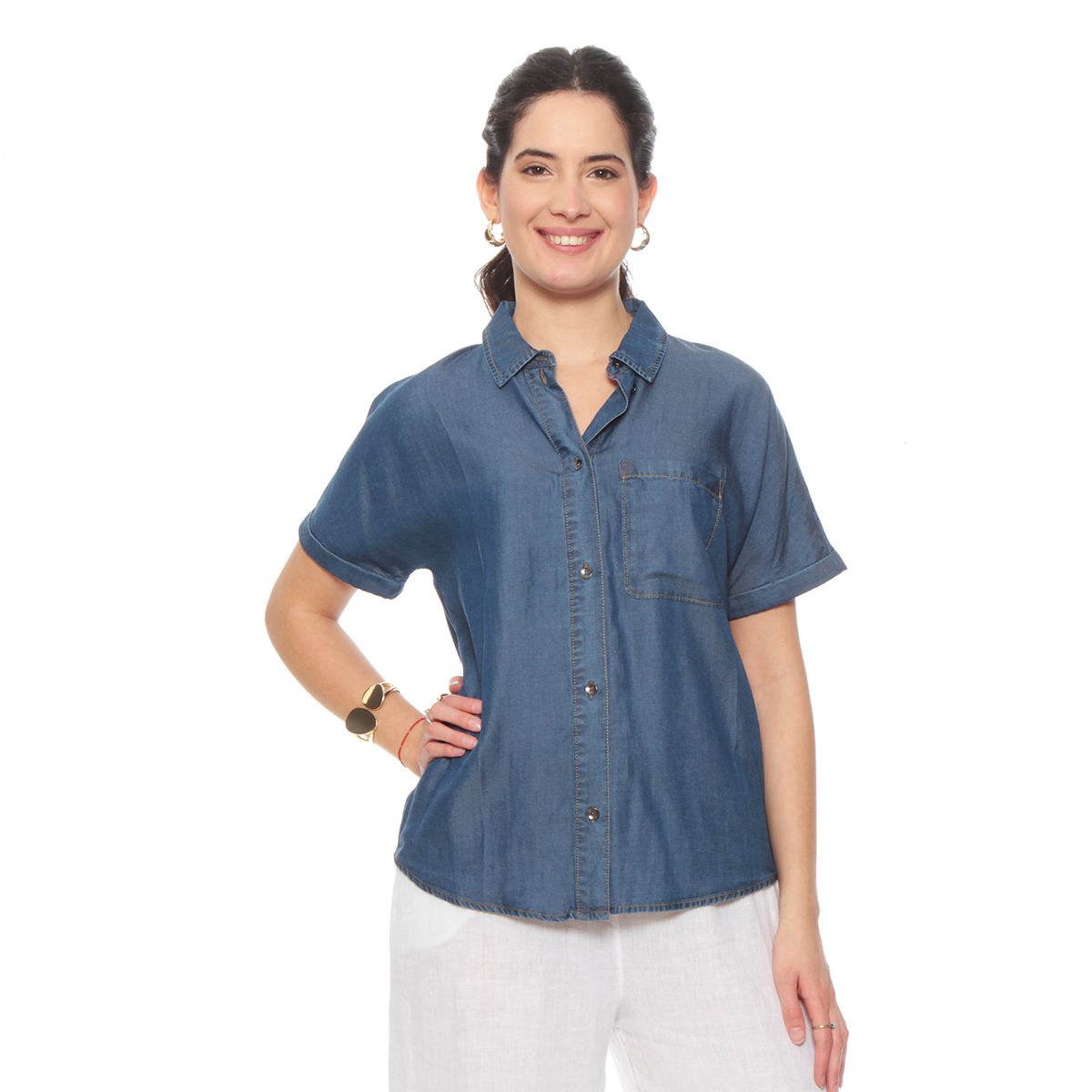 WADOS - BLUSA LYOCELL ABOTONADA MANGA CORTA CON BOLSILLO
