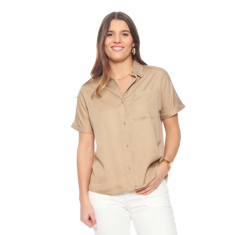 WADOS - BLUSA MANGA CORTA LYOCELL ABOTONADA EN DELANTERO Y BOLSILLO