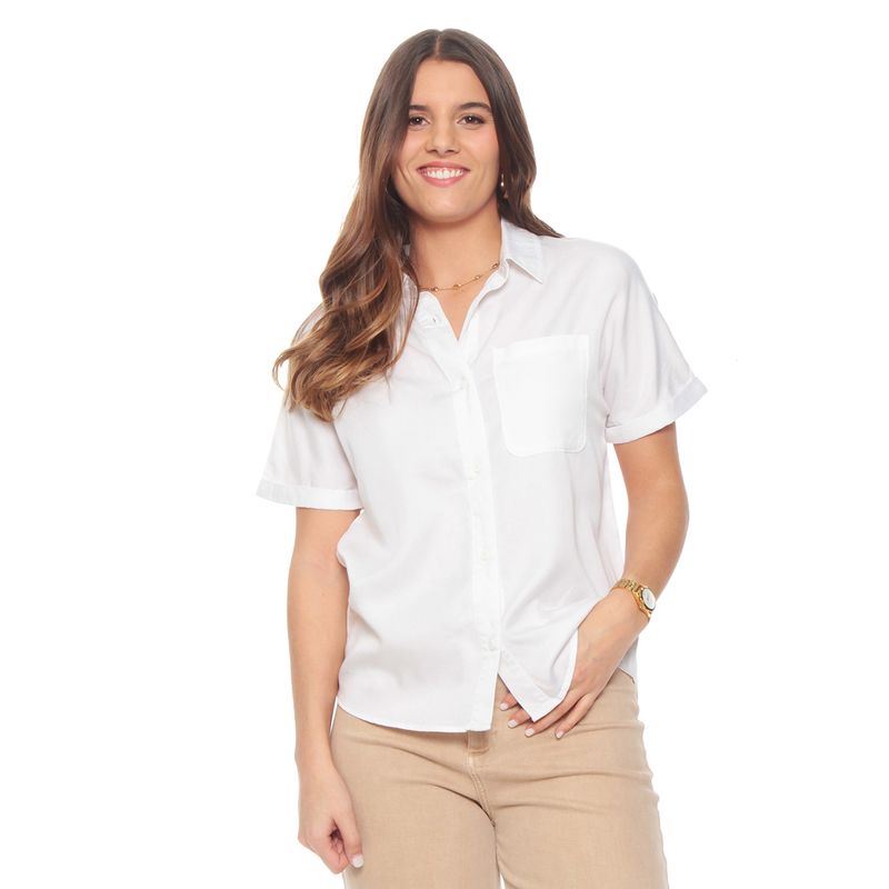 WADOS - BLUSA MANGA CORTA LYOCELL ABOTONADA EN DELANTERO Y BOLSILLO