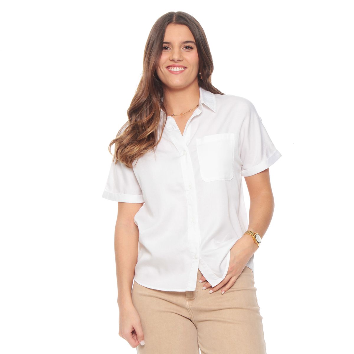 WADOS - BLUSA MANGA CORTA LYOCELL ABOTONADA EN DELANTERO Y BOLSILLO