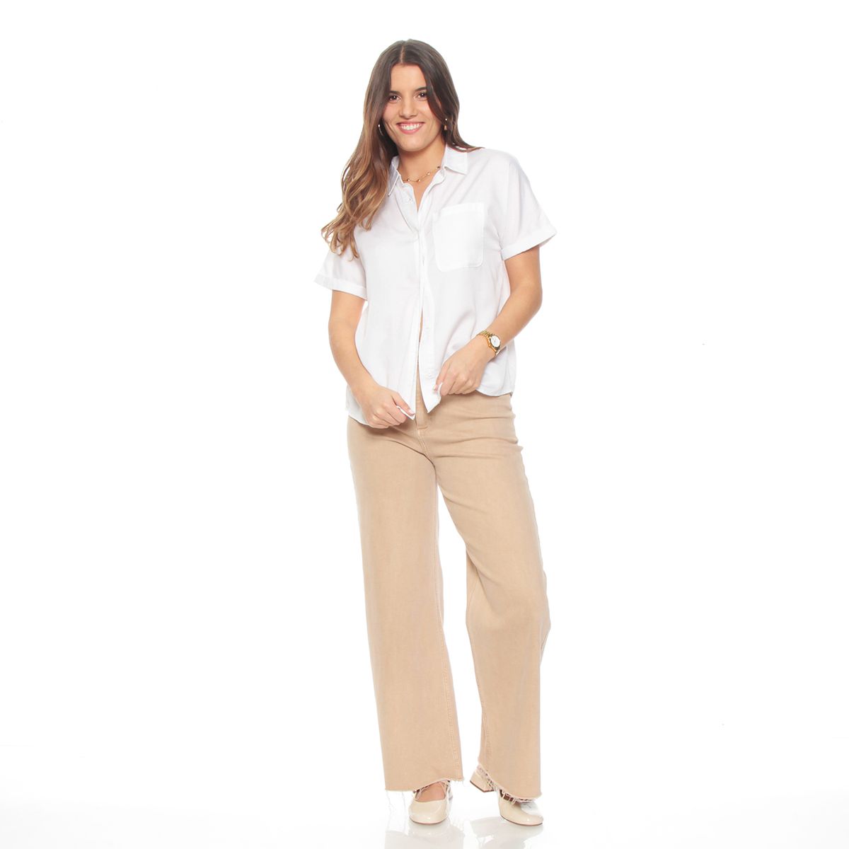 WADOS - BLUSA MANGA CORTA LYOCELL ABOTONADA EN DELANTERO Y BOLSILLO