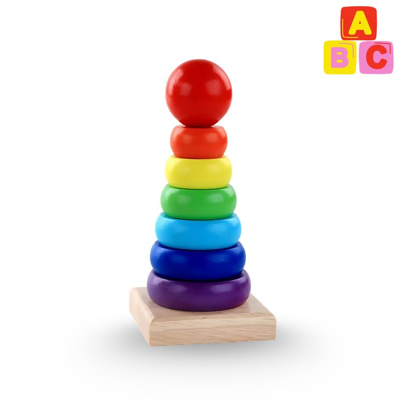 ABC - Torre Apilable de Madera Arcoíris Montessori