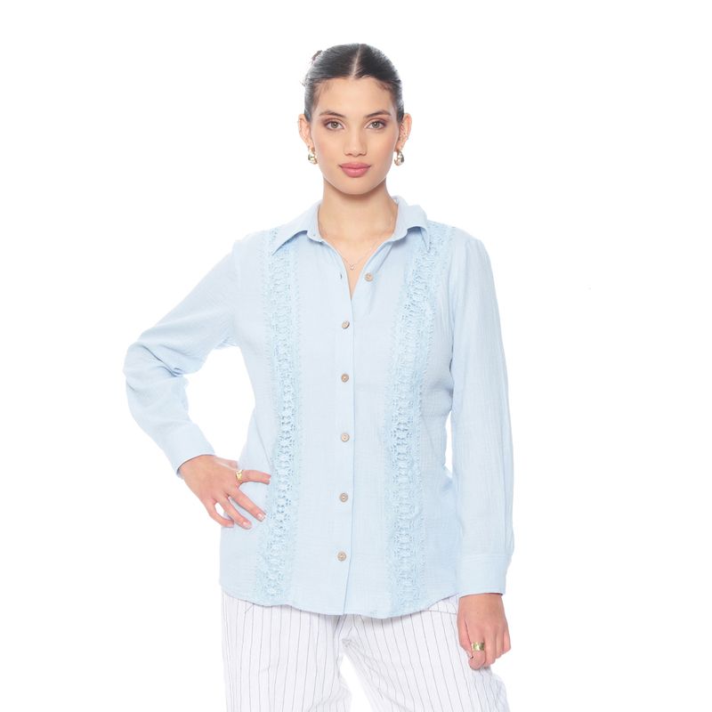 WADOS - BLUSA MANGA LARGA CON APLICACION DE DELANTERO Y MANGA