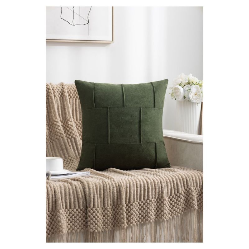 GENERICO - Cojin con Funda Entrelazado Chenille 45 x 45 cm - Verde Musgo