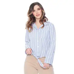 WADOS - BLUSA MANGA LARGA LISTAA CON LUREX ABOTONADA EN DELANTERO CON NUDO