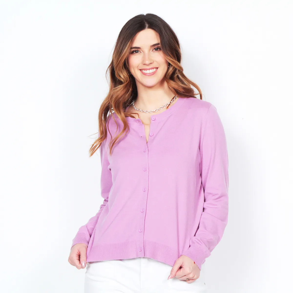 WADOS - CHALECO MANGA LARGA ABOTONADA EN DELANTERO CUELLO REDONDO