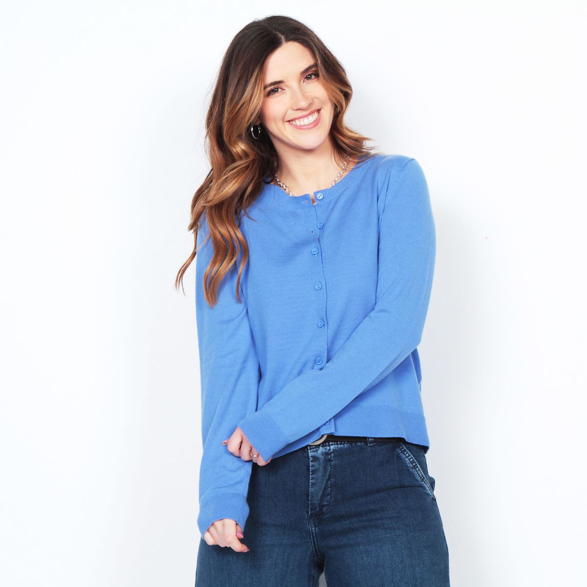 WADOS - CHALECO MANGA LARGA ABOTONADA EN DELANTERO CUELLO REDONDO