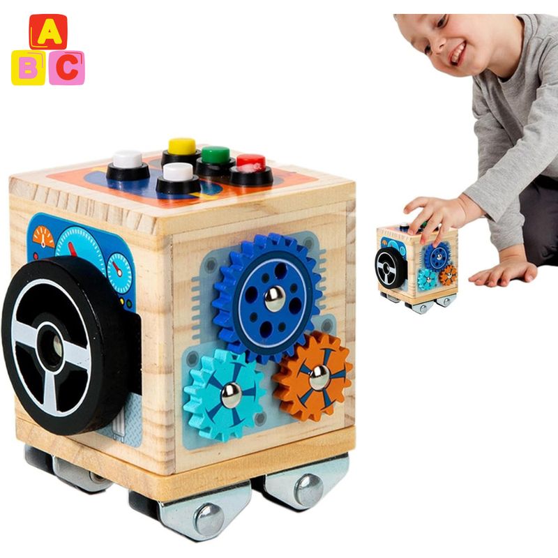 ABC - Cubo Sensorial Montessori de Madera Mini Bus
