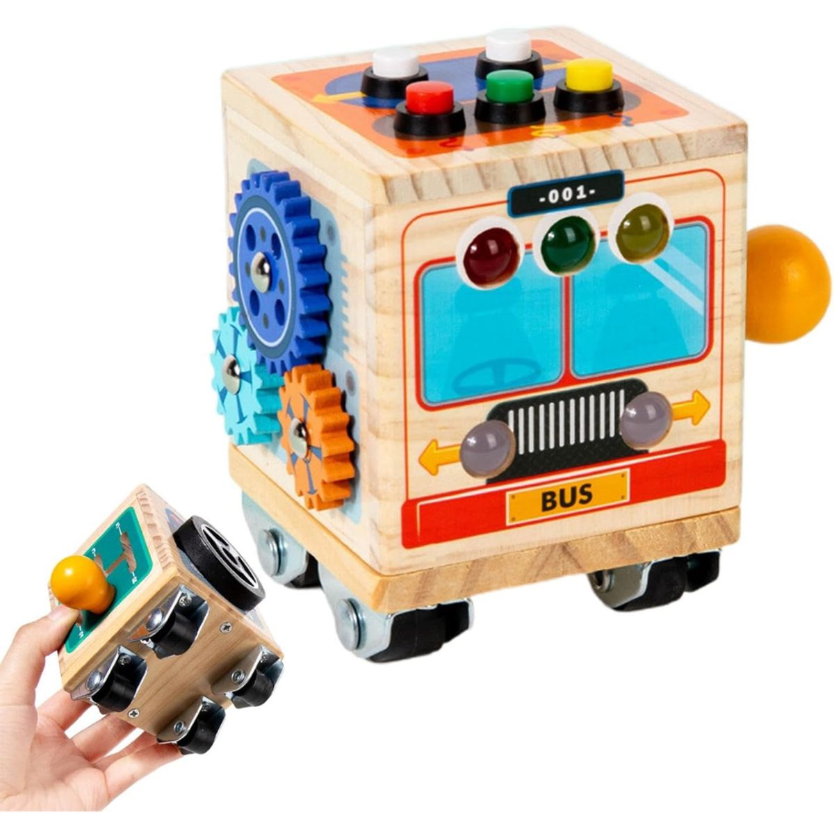 ABC - Cubo Sensorial Montessori de Madera Mini Bus