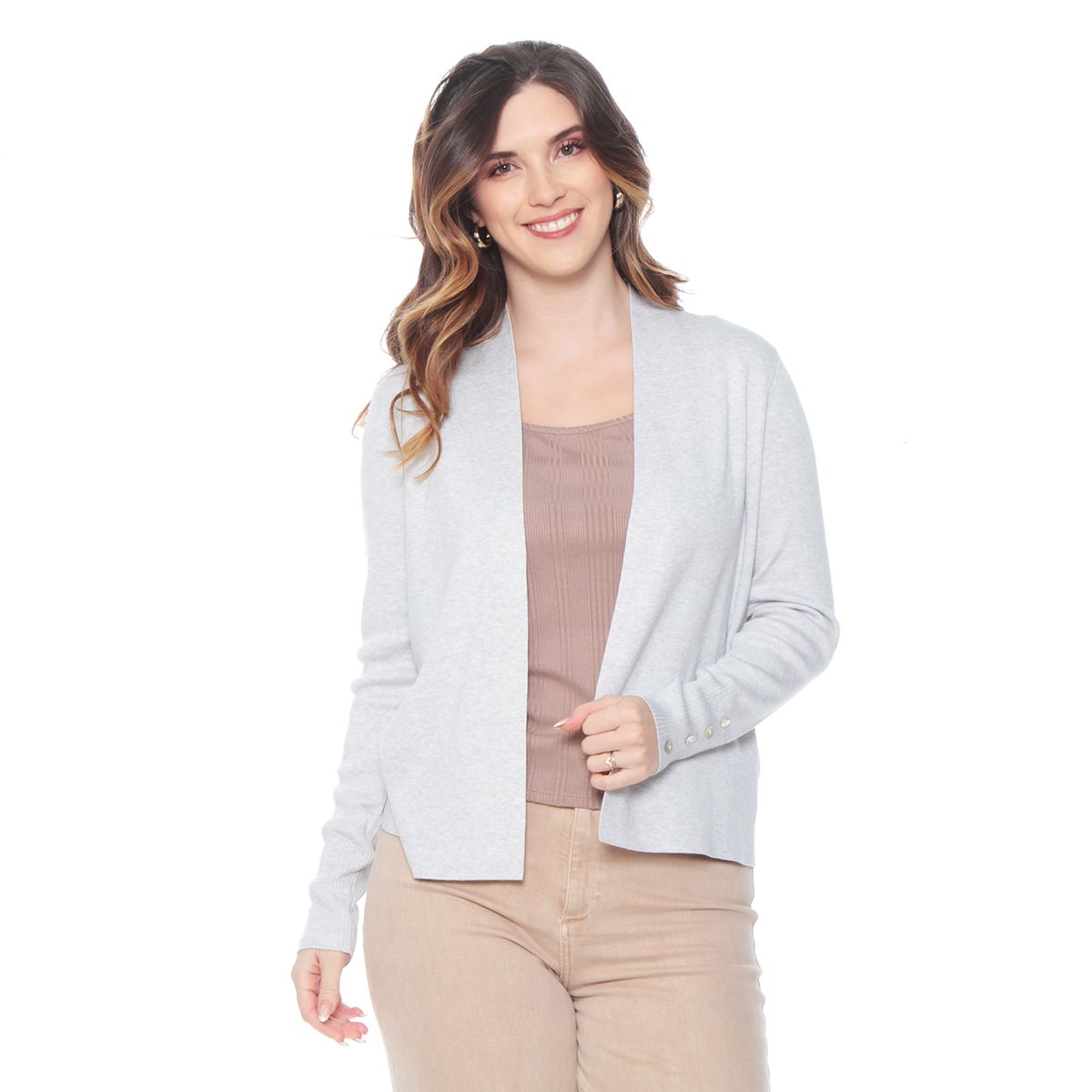 WADOS - CHALECO MANGA LARGA SOLIDO CON BOTONES EN LAS MANGAS