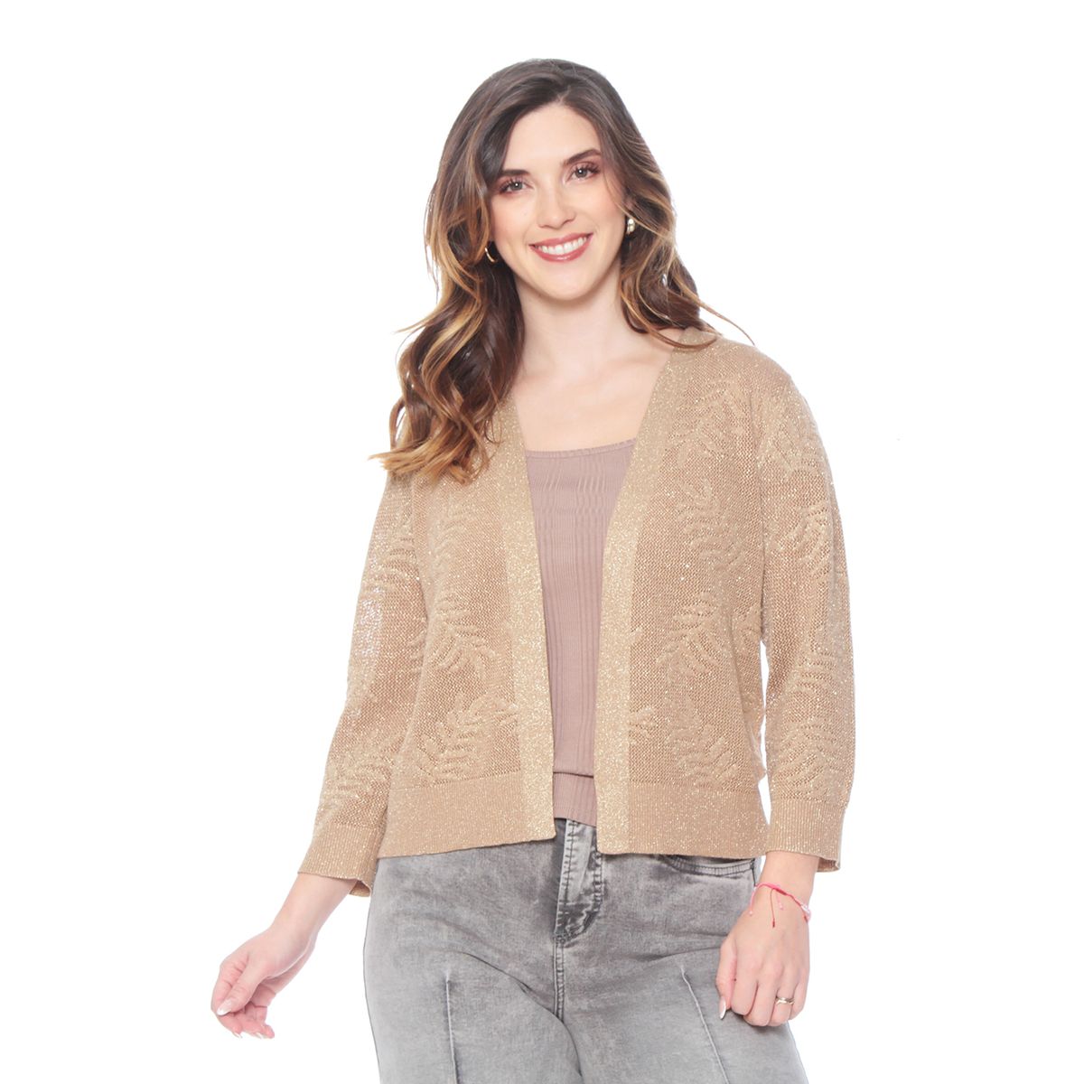 WADOS - CHALECO ABIERTO MANGA 34 CON TEXTURA