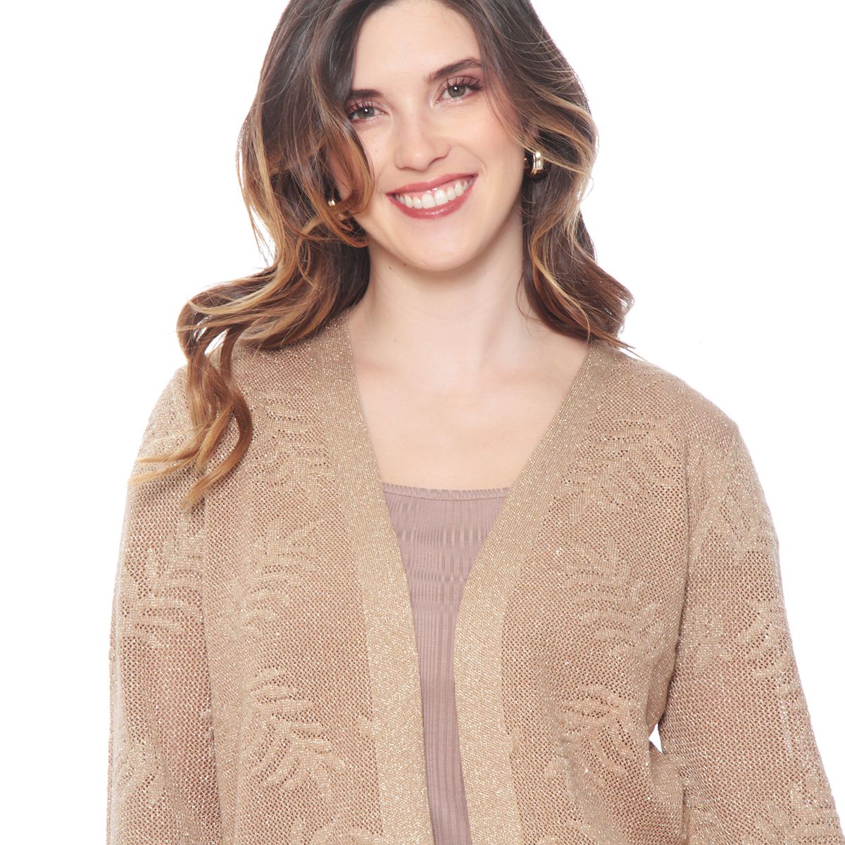 WADOS - CHALECO ABIERTO MANGA 34 CON TEXTURA