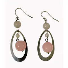 TAETHAI - Aros plata 925 con piedra Cuarzo rosa