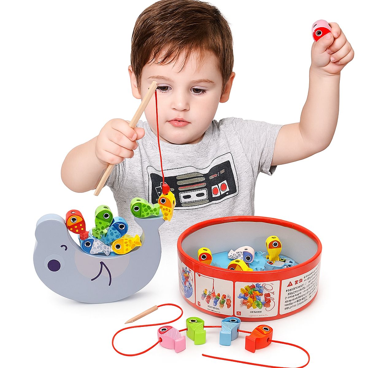 ABC - Juego de Pesca Educativo Magnético Montessori de Madera