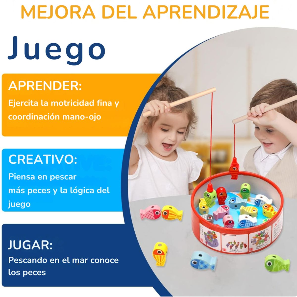 ABC - Juego de Pesca Educativo Magnético Montessori de Madera