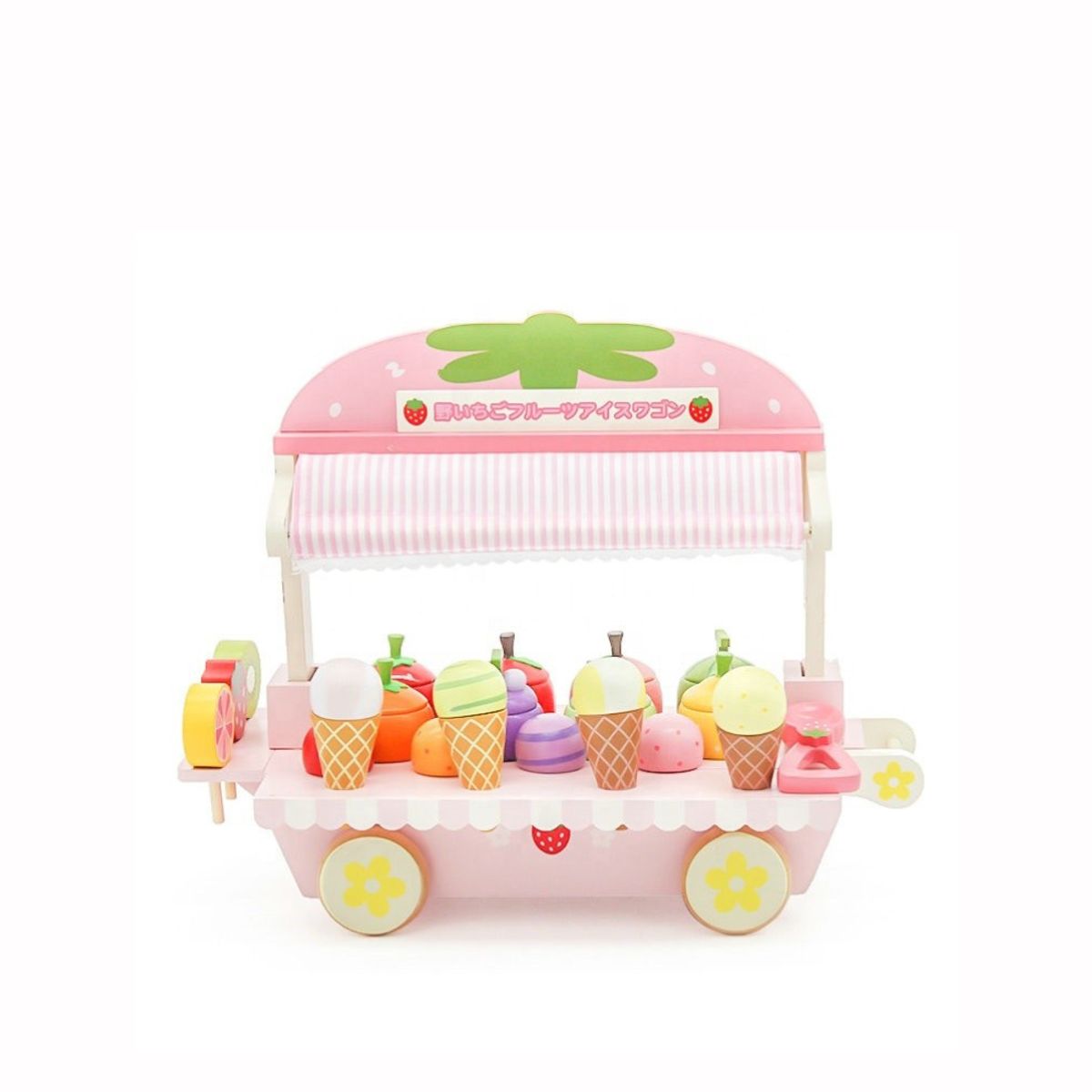 ABC - Carrito de Helados y Frutas de Madera Juego Montessori
