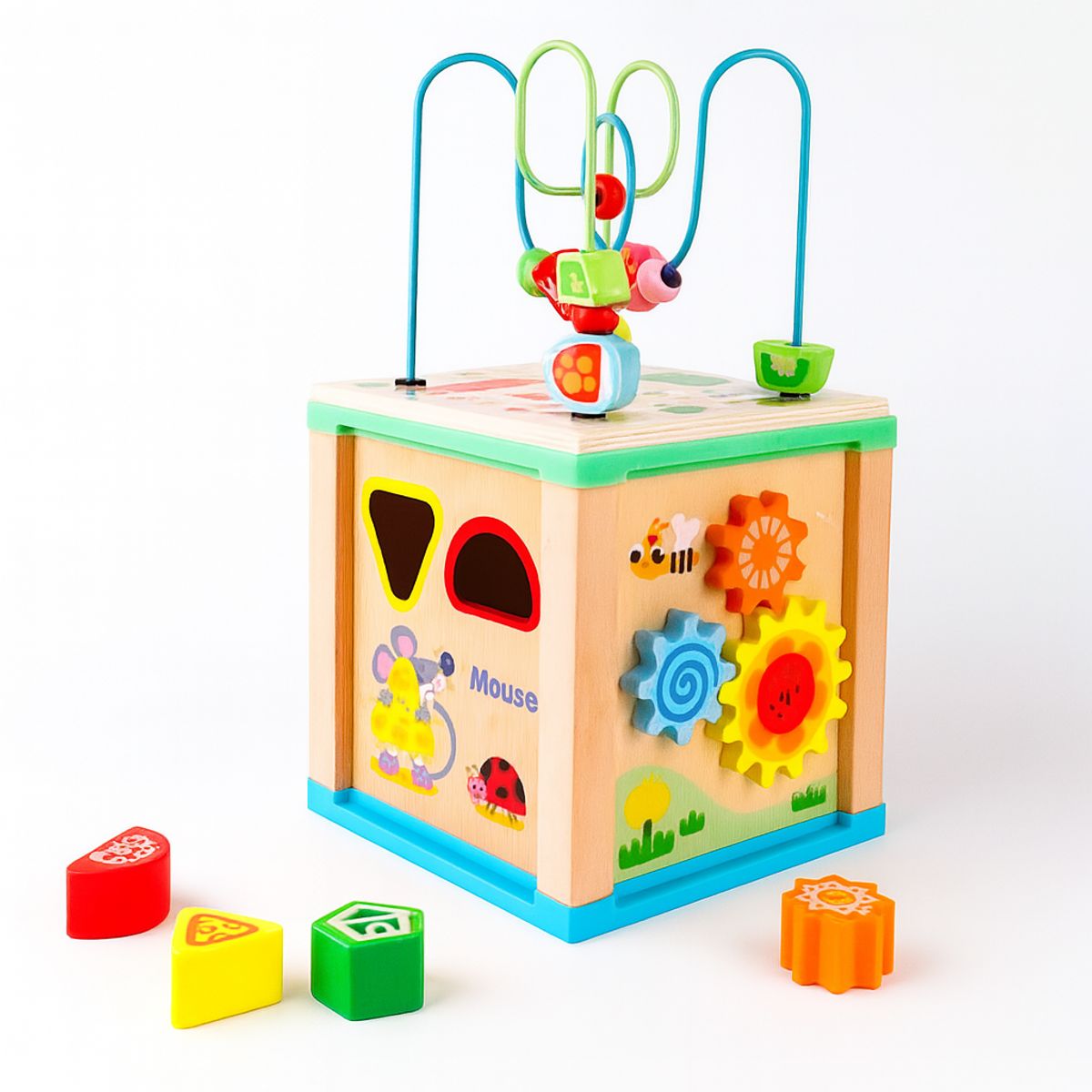 ABC - Cubo 6 en 1 de Madera Didáctico de Actividades Montessori