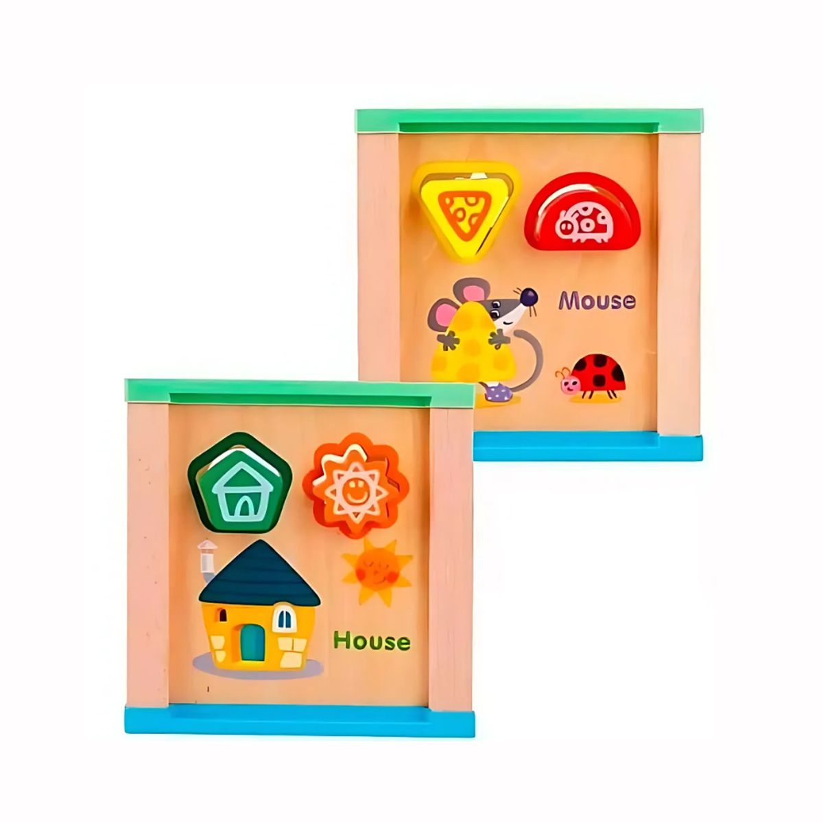 ABC - Cubo 6 en 1 de Madera Didáctico de Actividades Montessori