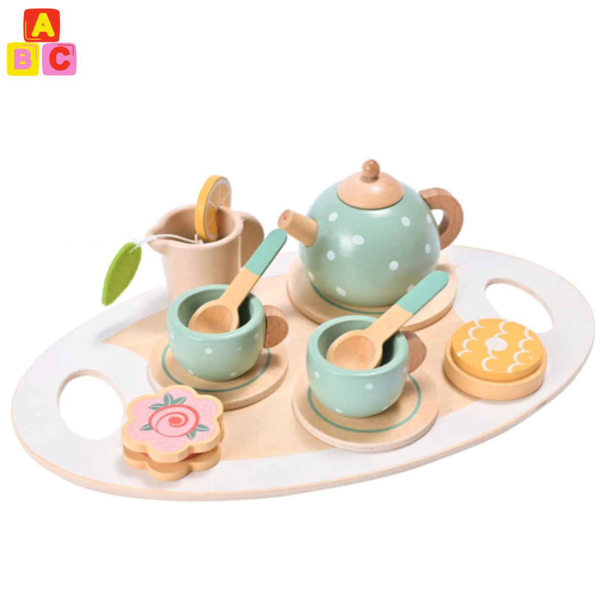 ABC - Set de Té de Madera para Niños  Juego de Imitación Montessori
