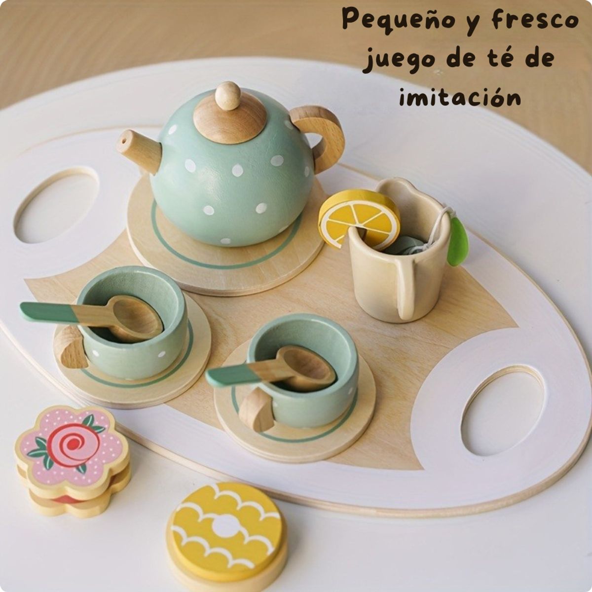 ABC - Set de Té de Madera para Niños  Juego de Imitación Montessori