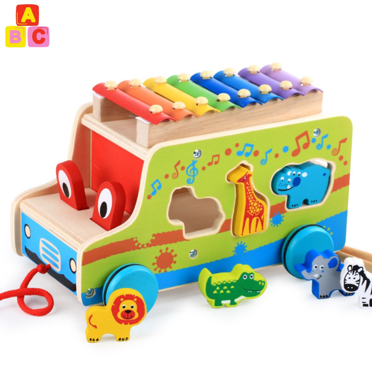 ABC - Autobús Didáctico 3 en 1 – Xilófono, Encaje y Arrastre