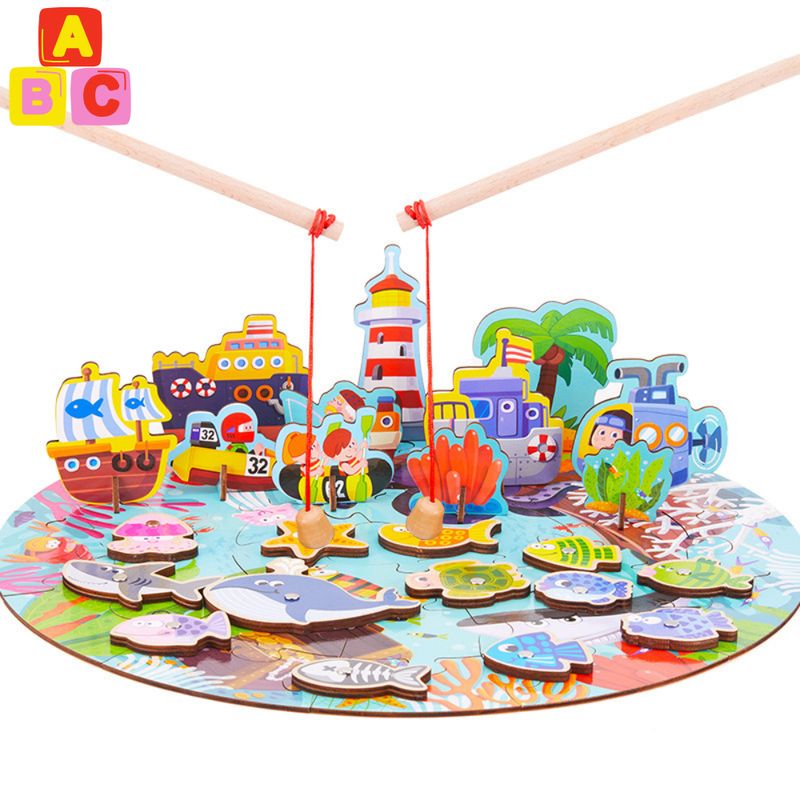 ABC - Juego de Pesca Magnético de Madera  Aventura Marina