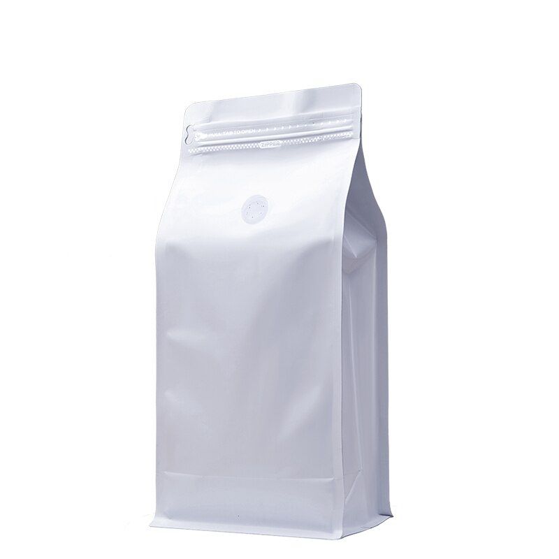 GENERICO - 50 Bolsas Para Café Con Válvula 13x26x7 Cm Blanco para 500 grs.