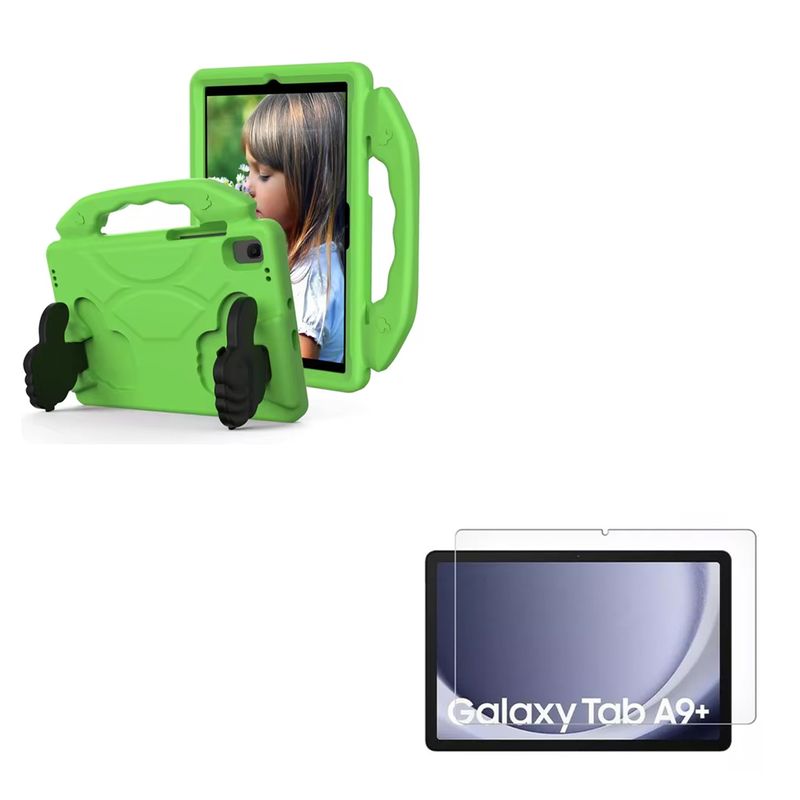 JOIGO - Carcasa Niño Antigolpe Para Tablet Samsung A9 Plus + Mica Verde