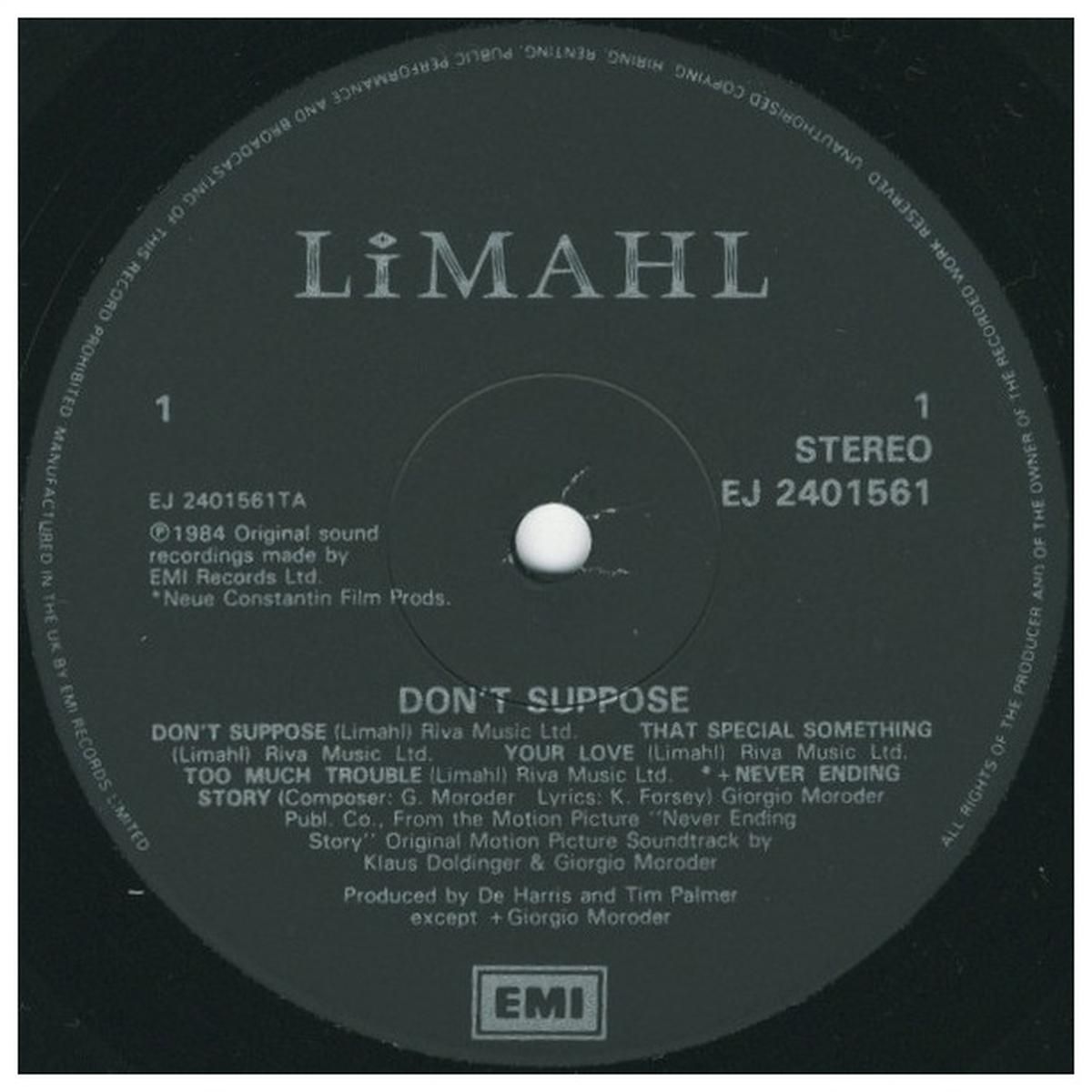 HITWAY MUSIC - LIMAHL - DON T SUPPOSE - VINILO VG++
