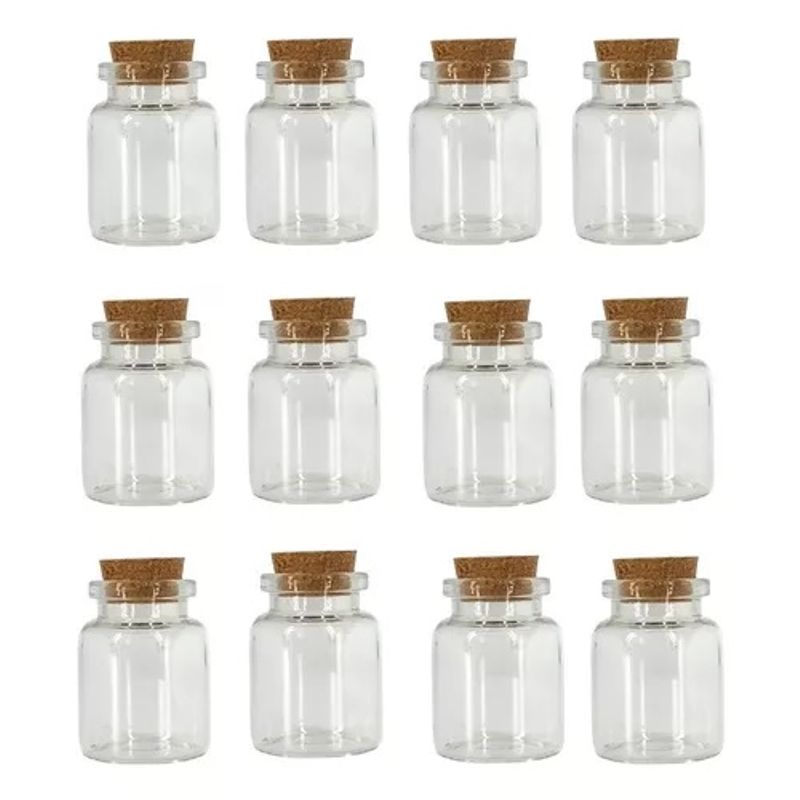 GENERICO - 60 Mini Frascos 22x40 mm Vidrio Corcho 7 ml