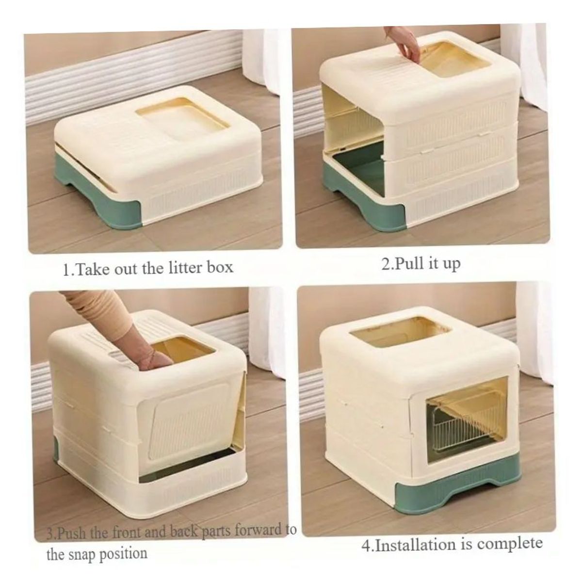 GENERICO - Arenero Para Gatos Plegable Con Entrada Superior Gris