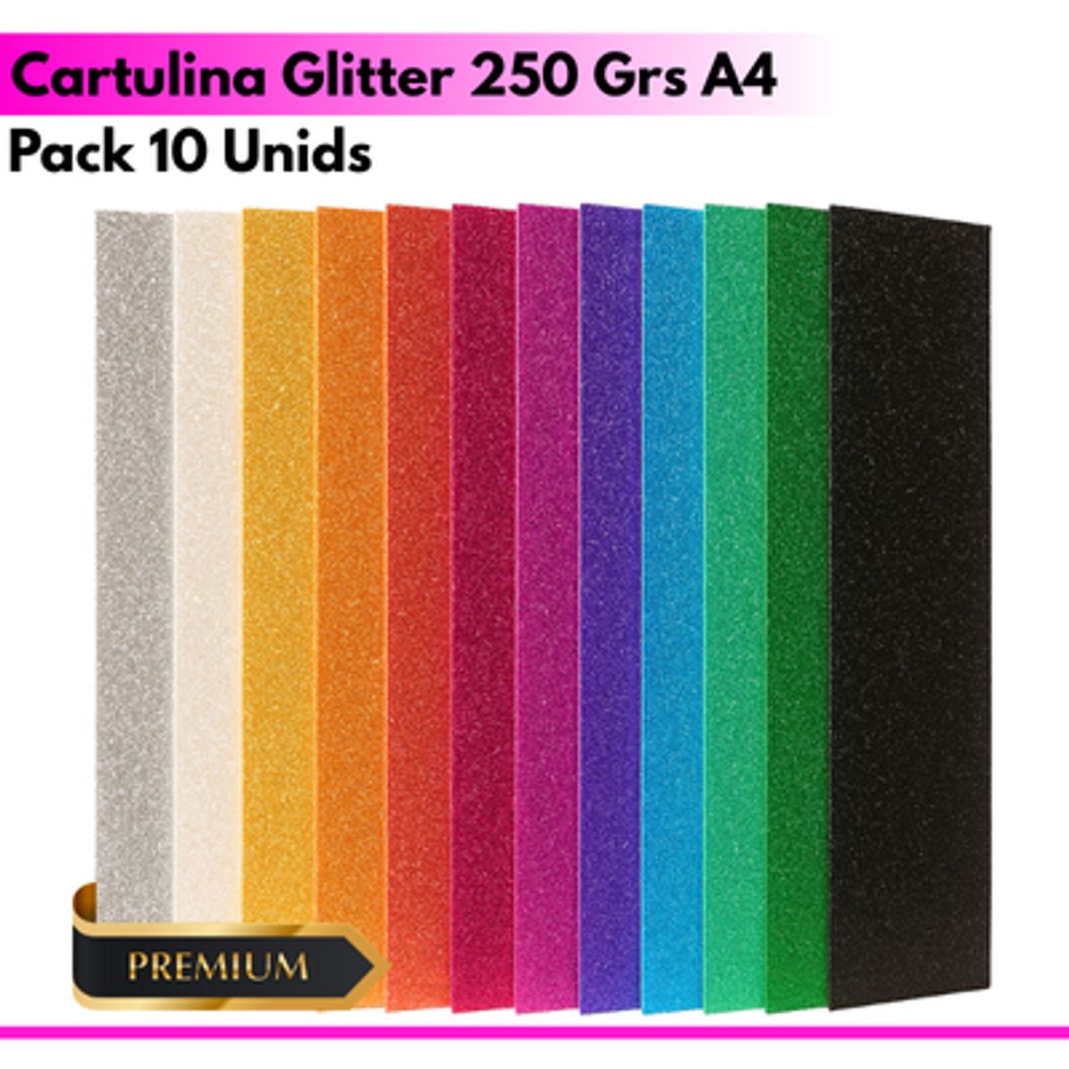 GENERICO - Pack 10 Unids Cartulina Glitter 250 Grs A4