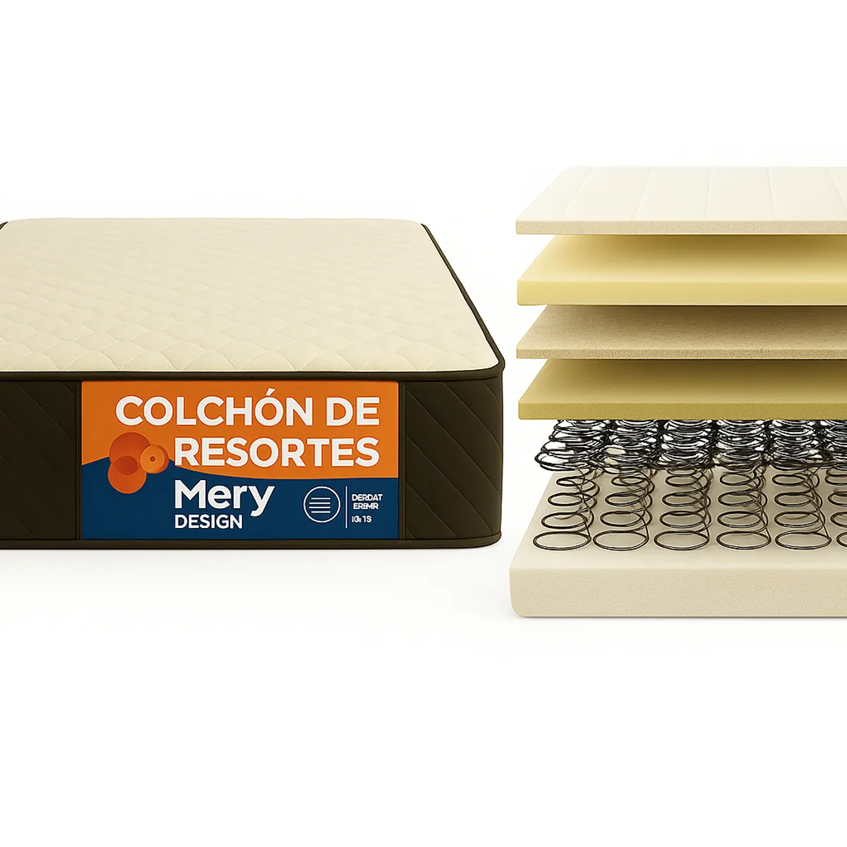 GENERICO - Cama 2 Plazas Modelo Capitone Negro + Colchon Mery Desing