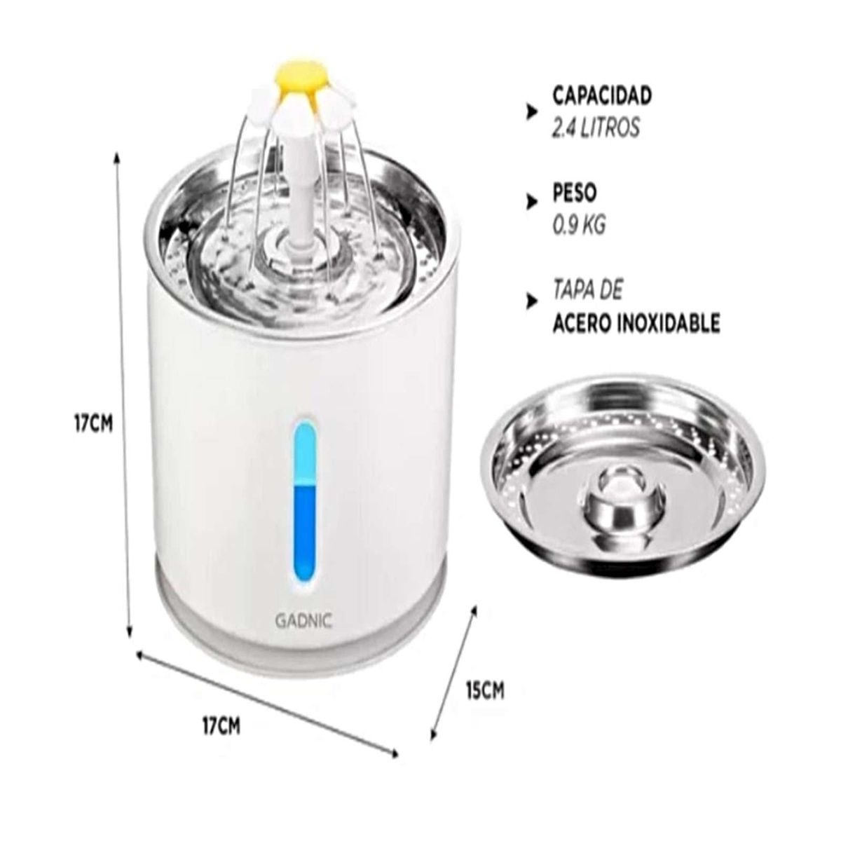 GENERICO - Bebedero Mascota Acero Inoxidable Plato Metal