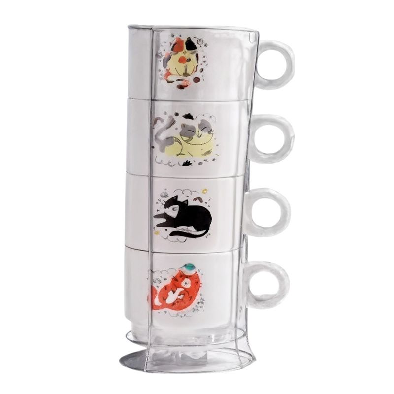 GENERICO - set tazas apilable tazas de te tazas café soporte vertical