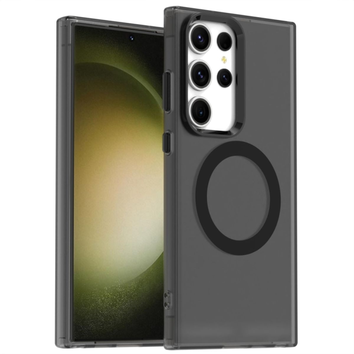 GENERICO - Carcasa para Samsung S23 Ultra Compatible Carga Magnética Mate - Negro