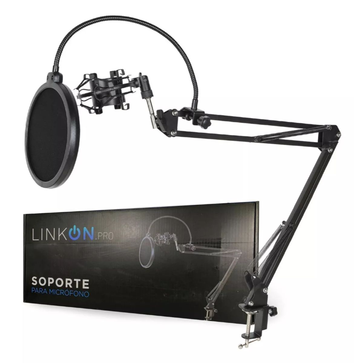 LINKON - Kit Soporte Para Microfono Condensador Brazo Antipop