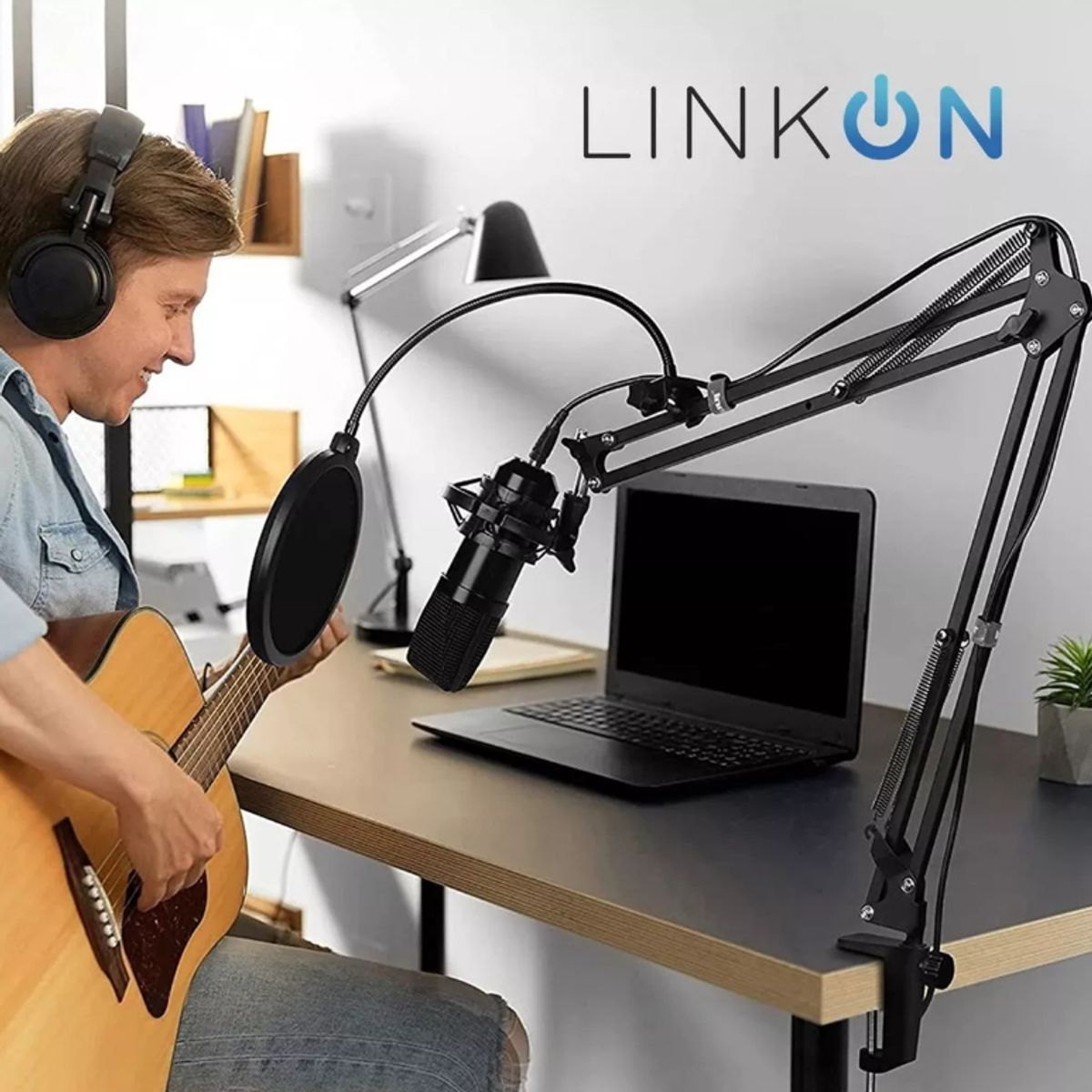 LINKON - Kit Soporte Para Microfono Condensador Brazo Antipop