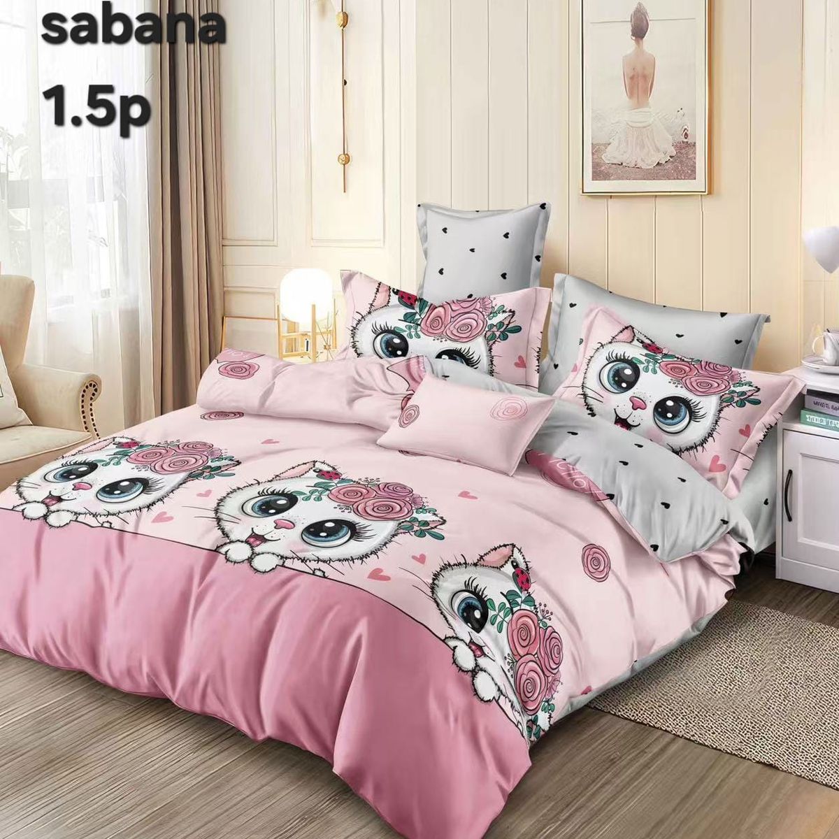 GENERICO - sabana estampada 1plaza y media + funda de almohada