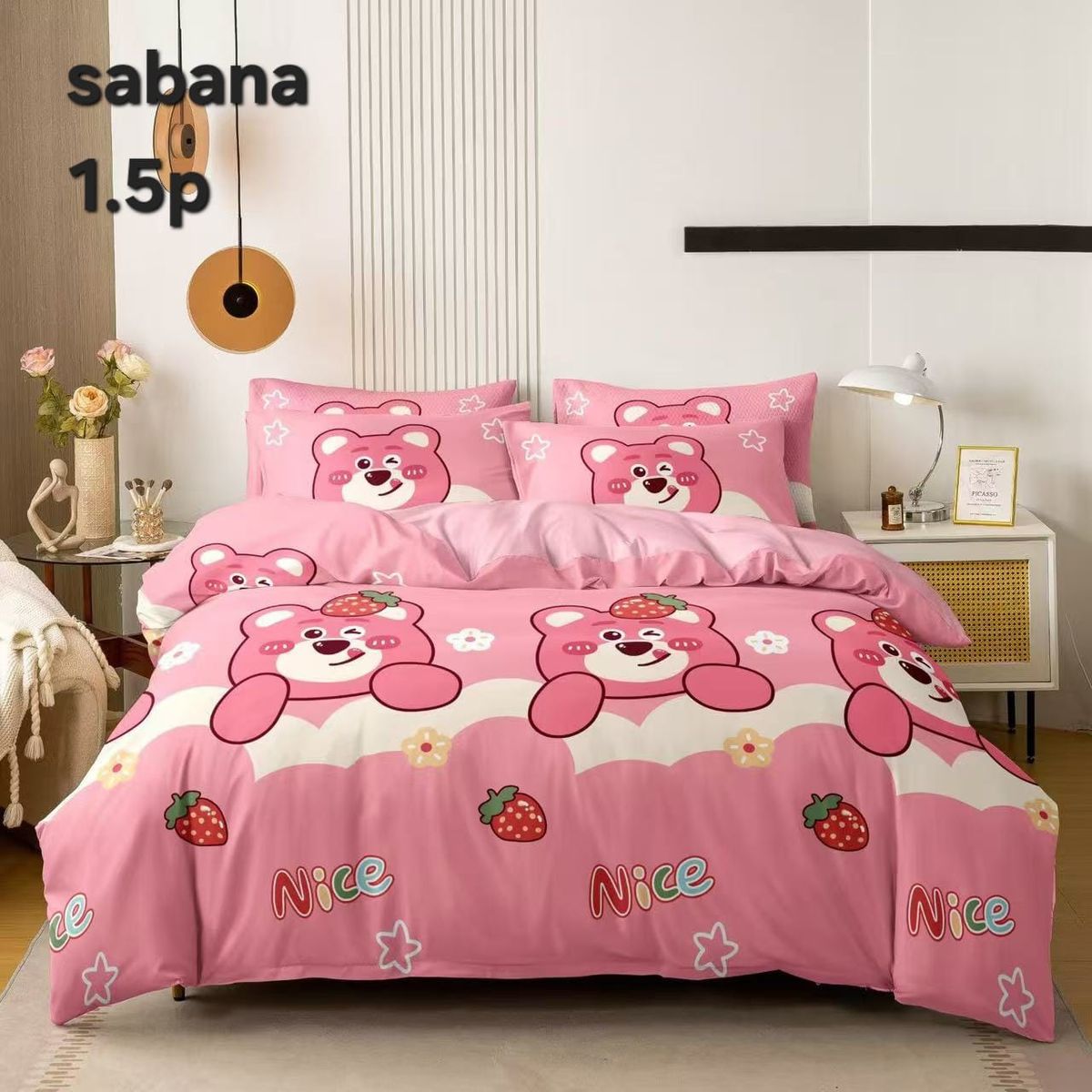 GENERICO - sabana estampada 1plaza y media + funda de almohada