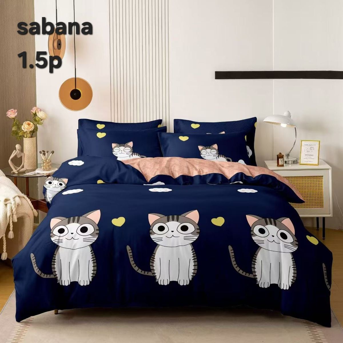 GENERICO - sabana estampada 1plaza y media + funda de almohada