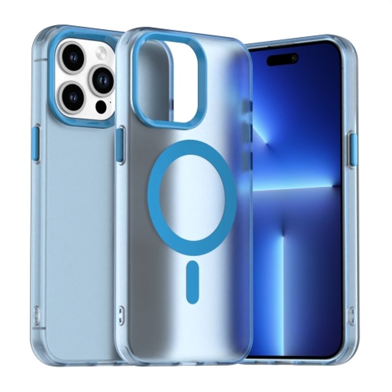 GENERICO - Carcasa para iPhone 15 Pro Max Compatible Carga Magnética - Celeste