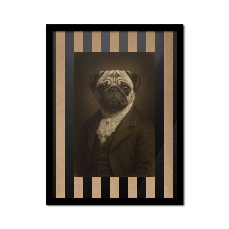 GENERICO - Pug de Estudio  Siglo XIX 30x40 cm con marco negro
