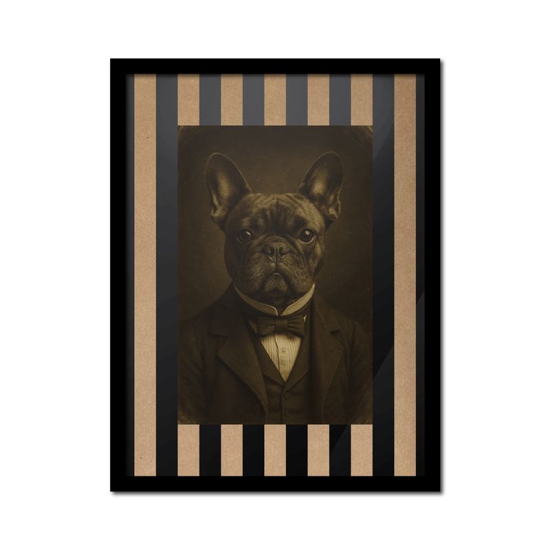 GENERICO - Bulldog Francés de Estudio  Siglo XIX 30x40 cm con marco negro