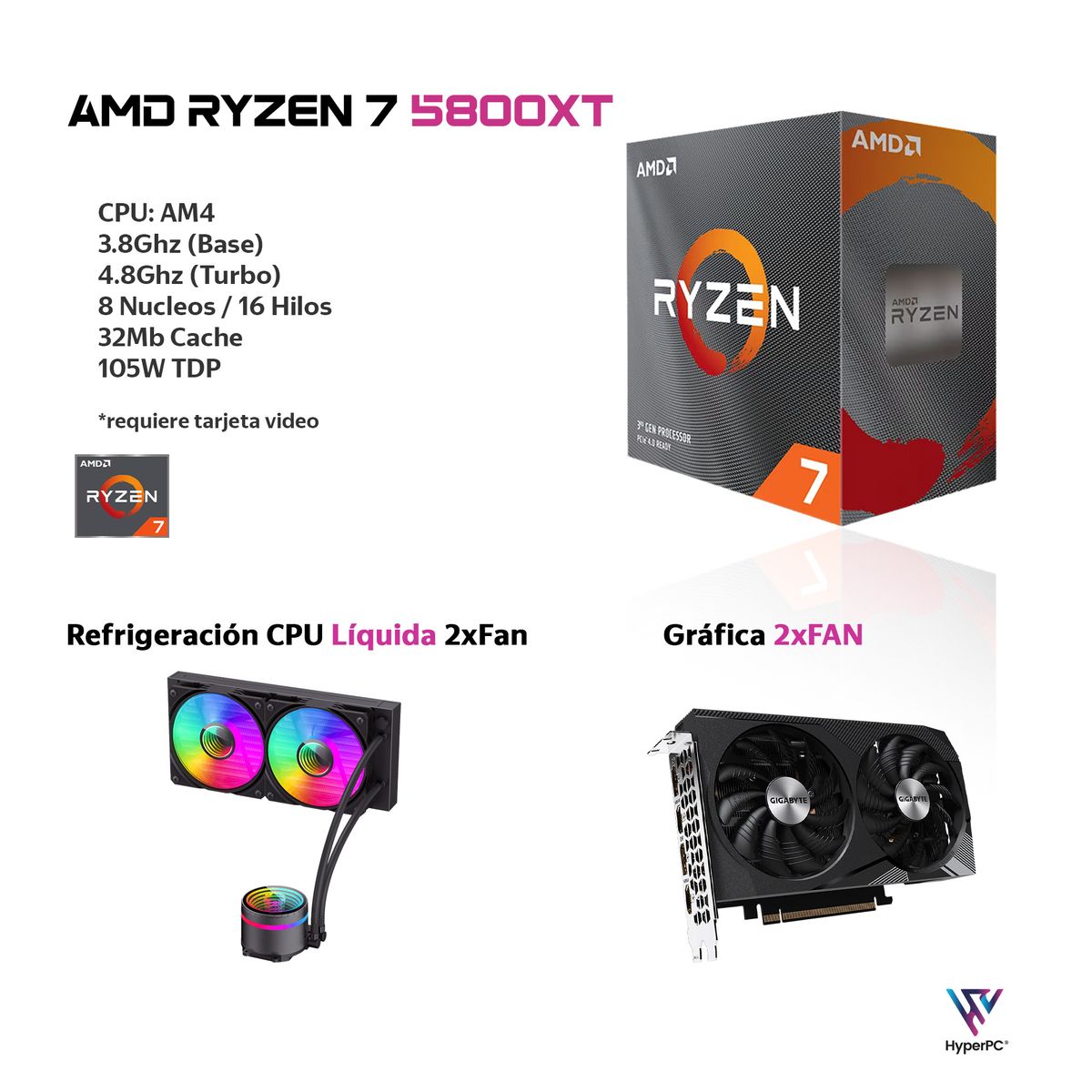 HYPERPC - PC GAMER AMD RYZEN 7 5800XT 32Gb 2Tb RTX 5060