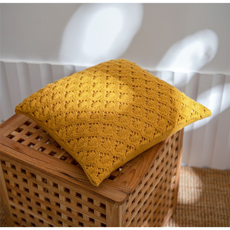 GENERICO - Funda Cojin 45x45 Larentia Boho Lace Shell Decorativo Color Amarillo