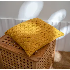 L LARENTIA - Funda Cojin 45x45 Larentia Boho Lace Shell Decorativo Color Amarillo