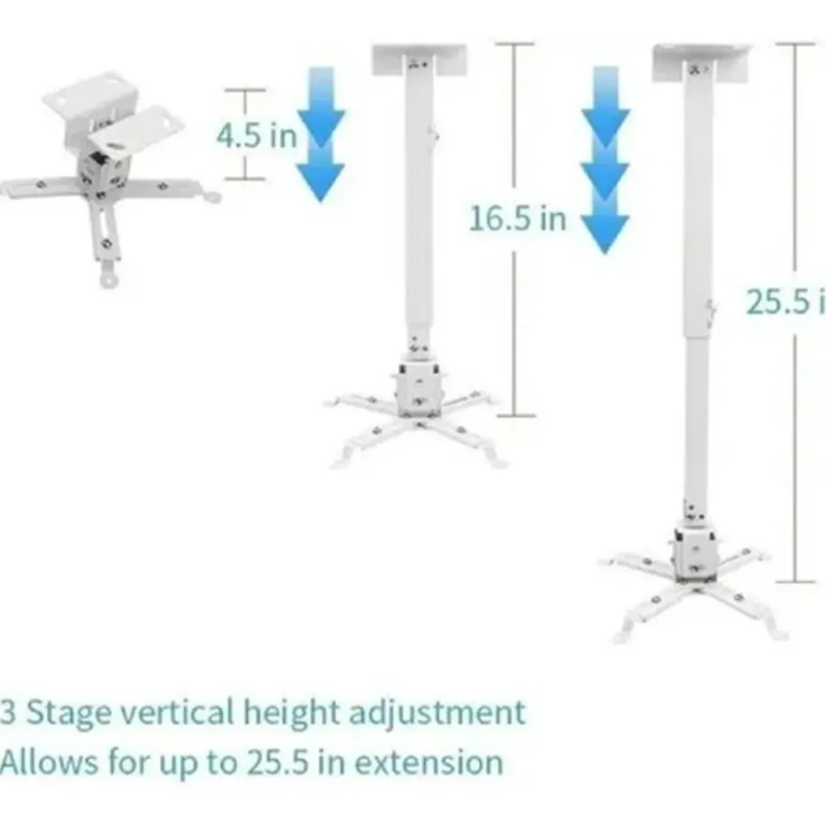 GENERICO - Soporte Proyector Techo Extensible Metal 30 A 60cm